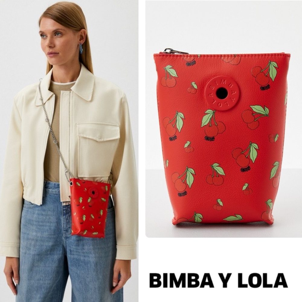 Bimba Y Lola 🍒 Cherry-Print Leather Crossbody Bag New Without Tag 🏷️
